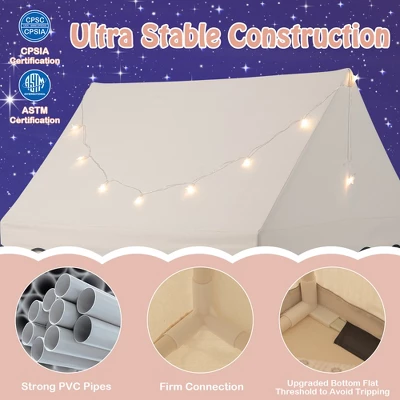 Costway Kids Play Castle Tent Large Playhouse Toys Gifts W/ Star Lights Washable Mat 5 Costway Kids Play Castle Tent Large Playhouse Toys Gifts W/ Star Lights Washable Mat - Image 5
