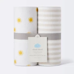 Flannel Swaddle Baby Blankets - Yellow Sun And Stripe - 2pk - Cloud Island™ -Selected Baby Products Store GUEST 3d36f01e efe2 4524 972e c2dcdabf32e5