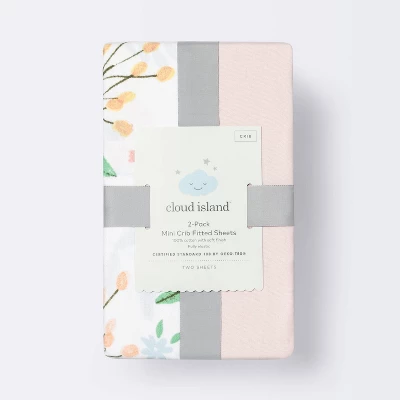 Fitted Mini Crib Sheet - Cloud Island™ - Meadow/Pink - 2pk 2 Fitted Mini Crib Sheet - Cloud Island™ - Meadow/Pink - 2pk - Image 2