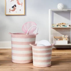 Striped Coiled Kids' Rope Basket - Pillowfort™ -Selected Baby Products Store GUEST 78986f3a 45d7 45d0 9225 0dd9d2eb9e06