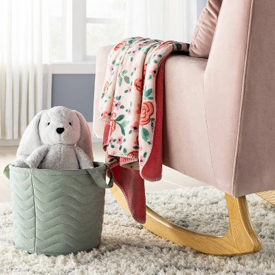 Quilted Fabric Medium Round Storage Basket - Green - Cloud Island™ 1 Quilted Fabric Medium Round Storage Basket - Green - Cloud Island™