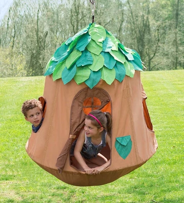 HearthSong Woodland HugglePod HangOut Indoor Or Outdoor Kid's Nylon Hanging Tent With LED Leaf Lights 1 HearthSong Woodland HugglePod HangOut Indoor Or Outdoor Kid's Nylon Hanging Tent With LED Leaf Lights