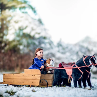 The Queen's Treasures 18 In Doll Covered Prairie Wagon/Sleigh And 2 Horses 5 The Queen's Treasures 18 In Doll Covered Prairie Wagon/Sleigh And 2 Horses - Image 5