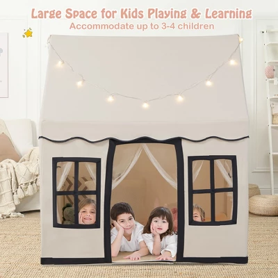 Costway Kids Play Castle Tent Large Playhouse Toys Gifts W/ Star Lights Washable Mat 2 Costway Kids Play Castle Tent Large Playhouse Toys Gifts W/ Star Lights Washable Mat - Image 2