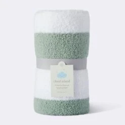 Chenille Stripe Baby Blanket - Green And White Stripe - Cloud Island™ -Selected Baby Products Store GUEST f1d770bd 8395 4c5f 908f 0abf2d889710